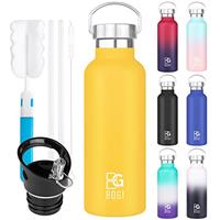 BOGI 600ml/950ml Double Wall Vacuum Insulated Stainless Steel Water Bottle-Scratch Resistance,Dishwasher Safe&Eco-Friendly for Outdoor Sport Camping+Straw Flip Cap,Straw&Cleaning Brush-1Year Warranty