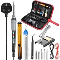 Soldering Iron Kit, 90W Adjustable Temperature Soldering-Iron Gun Kit Welding Tool with 5 Soldering Tips, Desoldering Pump, Tin Wire Tube, Soldering Iron Stand, Tweezers (OOS)