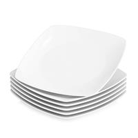 MALACASA 30-Piece Dinner Set for 6 People, Porcelain Plates and Bowls Set, Scratch-Resistant Ivory White Crockery with 6 Dinner Plates, Dessert Plates, Soup Bowls, Cups & Saucers, Julia Series