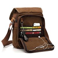 CHEREEKI Canvas Bag, Shoulder Bag Messenger Bag with Multiple Pockets (Hold 10 inch Tablet, iPad, Kindle)