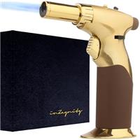 Powerful Dual Flame Style+Triple Adjustable Flame Size in One Hand Butane Torch-by inZaynity-Refillable Blow Torch Continuous Flame Lock,Soldering,Cooking,BBQ,Crme Brulee,Welding,Resin