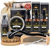 Beard Kit for Men Grooming & Care W/Beard Wash Shampoo,3 Pack Beard Oil,Beard Shaper,Beard Brush,Balm,Comb,Scissors,Beard Grooming Kit for Men Gift