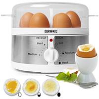 Duronic 7 Egg Boiler, Egg Cooker with Buzzer, Egg Steamer makes Soft | Medium | Hard Boiled Eggs Alarm Timer Settings, Includes Egg Piercer & Measuring Water Cup