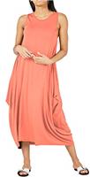 Re Tech UK - Womens Sleeveless Baggy Loose Racer Dress - Lagenlook Tulip Round Neck - Maxi Dresses for Women UK, Ladies Summer Dresses, Beach Holiday Clothes, Plus Size Dress for Women