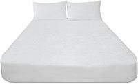 Sunshine Comforts 100% Cotton Terry Towel Waterproof Fitted Bed Sheet Mattress Protectors Topper Cover Breathable Super Absorbent Stain Proof Non-Allergenic & Non-Noisy