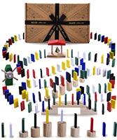 Jaques of London Wooden Domino Train Rally | 100% Wooden Dominoes for Children | Dominoes Rally Set Including Bridges, Bell tower and Windmill | Domino Run | Since 1795