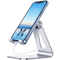 Gritin Phone Stand, Adjustable Phone Holder Cradle Dock - Full Aluminum Desktop Holder Stand for iPhone15, 14, 14 Plus, 13, 13 Pro Max, 12 Mini, XR X 7 6 Plus, Galaxy