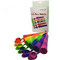 Helpcook Ice Pop Ice Lolly Moulds - Silicone Ice Pop Moulds, Flexible & Durable - Reusable & Dishwasher Safe - Easy Clean & No Mess, Multicolored ice Lollies with Attached Lids, Pack of 6