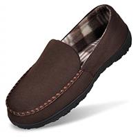 MIXIN Men's Cozy Moccasin Slippers Anti-Skid Slip On House Slippers with Comfy Memory Foam