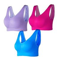 Lemef 3-Pack Seamless Sports Bra Wirefree Yoga Bra with Removable Pads for Women