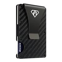 Ancocs Credit Card Holder Minimalist Design with Metal Money Clip -NFC RFID Blocking Slim Aluminum Wallet Purse Card Organizer for MenBlue