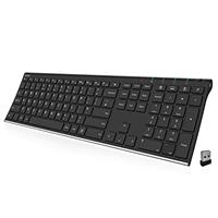 Arteck 2.4G Wireless Keyboard Stainless Steel Ultra Slim Full Size Keyboard with Numeric Keypad for Computer/Desktop/PC/Laptop/Surface/Smart TV and Windows 10/8/ 7 Built in Rechargeable Battery