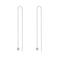 MetJakt Women's 925 Sterling Silver Threader Earrings Fine Jewelry Long Chain Dangling Pierced Ear Line diamond