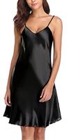 Vlazom Women Negligees Satin Nightdress Spaghetti Strap Chemises Slip V Neck Sleepwear Nightgown