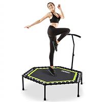 ONETWOFIT 45"/48"/51" Silent Mini Fitness Trampoline with Adjustable Handle Bar Fitness Trampoline Bungee Rebounder Jumping Cardio Trainer Workout for Adults or Kids