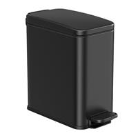 SONGMICS Bathroom Bin, Small Bin with Lid, Pedal Toilet Bin, Slim for Small Spaces, Steel, Soft Close