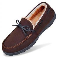 MIXIN Mens Slippers Moccasins Slippers for Men House Shoes with Warm and Cozy Memory Foam Hard Sole Men's Indoor Outdoor Slippers