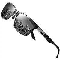 DUCO Sunglasses for Men Carbon Fiber Temples with Rectangular Polarized Metal Frame Sunglasses DC8206