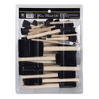 CONDA Assorted Foam Brush Set Wood Handle Paint Brush Set - Lightweight, Durable, Great for Acrylics, Stains, Varnishes, Crafts