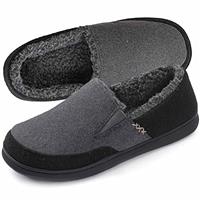 Zigzagger Men's Wool Blend Closed-back Slippers, Indoor/Outdoor Durable House Shoes with High-density Foam