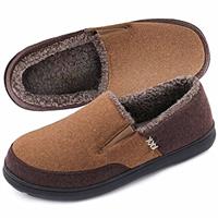 Zigzagger Men's Wool Blend Closed-back Slippers, Indoor/Outdoor Durable House Shoes with High-density Foam