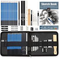 KALOUR Professional Art Set - Sketching and Drawing Pencil Set in Zippered Carrying case - Art Supplies Including Drawing and Charcoal Pencil, Graphite Pencil, Eraser, Charcoal Stick