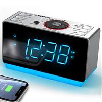 iTOMA Alarm Clock Radio with Bluetooth Speaker, Digital FM Radio, Dual Alarm with Snooze, Dimmer Control, USB Charging Output and Night Light CKS708