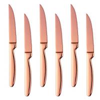 BISDARUN Stainless Steel Serrated Steak Knives Set of 6 Dinner Knives Table Knifes for Cutting Steak Meat Dishwasher Safe 8.66 Inches (22CM)