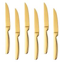 BISDARUN Stainless Steel Serrated Steak Knives Set of 6 Dinner Knives Table Knifes for Cutting Steak Meat Dishwasher Safe 8.66 Inches (22CM)