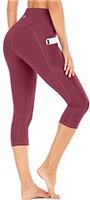 IUGA Capri Leggings with Pockets High Waist Cropped Trousers Yoga Pants for Women Running Active 3/4 Length Leggings for Workout Exercise & Fitness
