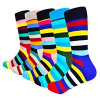 HIWEAR Mens Socks- Colorful Funky Novelty Design Rich Cotton,Men's Comfort Dress Calf Socks Multipack