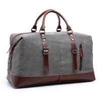 TILEMALL Oversized Canvas Holdall Travel Carry On Duffel Bags Plus Handbag Shoulder Bag Crossbody Overnight Weekend Bag Unisex Travel Holdall Handbag with PU Leather Handle (Black)