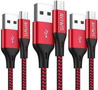 AVIWIS Micro USB Cable [3Pack 2m] Nylon Braided Android Charger Fast USB Charging Cable Compatible with Samsung Galaxy S7/S5/J3/J5/J7, Huawei, HTC, LG, Kindle, Nexus, Nokia and More -Red