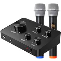 Rybozen Wireless Microphone Karaoke Mixer System, Dual Handheld Wireless Microphone for Karaoke, Smart TV, PC, Speaker, Amplifier, Church, Wedding - Support HDMI, AUX In/Out