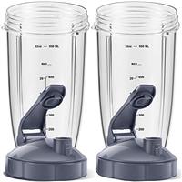 2-Pack Replacement Parts Upgrade 32oz Cups with Flip-Top to-Go-Lid and Rubber Gaskets Compatible with NutriBullet 600w/900w Blender Accessory