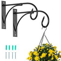 NUPTIO 2 Pcs Hanging Basket Brackets - Outdoor Metal Garden Hooks for Hanging Plants, Lanterns, Bird Feeders - Black