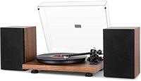 1 BY ONE Bluetooth Turntable Hi-Fi System with 36 Watt Bookshelf Speakers, Vinyl Record Player with Magnetic Cartridge