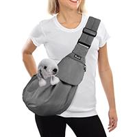 SlowTon Pet Carrier, Doggie Cat Hand Free Sling Carry Dog Papoose Carrie Adjustable Padded Shoulder Strap Tote Bag with Front Pocket Safety Belt Travel