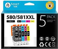Smart Ink Compatible Ink Cartridge Replacement for Canon PGI 580 XXL CLI 581 High Yield 5 Pack Combo to use with Canon Pixma TS705 TS6151 TS6251 TS9550 TS9551C TR7550 TS6150 (PGBK & B/C/M/Y)
