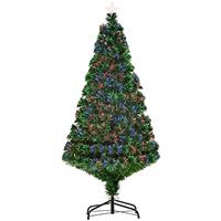 HOMCOM Pre-Lit Fibre Optic Artificial Christmas Tree Holiday Xmas Dcor with Tree Topper Multi-Colour