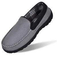 MIXIN Men's Cozy Moccasin Slippers Anti-Skid Slip On House Slippers with Comfy Memory Foam