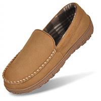 MIXIN Men's Cozy Moccasin Slippers Anti-Skid Slip On House Slippers with Comfy Memory Foam