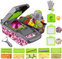 Ram Mandoline 13 in 1 Vegetable Slicer Food Cutter and Shredder Food Dicer Interchangeable Blades Grater, Chopper, Food Container All in ONE Slicer