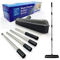 Rubber Broom Long Handle Push Broom Rubber Bristles Sweeper Squeegee with Scratch Free Bristle Broom for Pet Cat Dog Hair Ideal for Cleaning Carpet Hardwood Tile Windows Clean Water Resistant