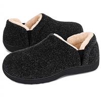 LongBay Men's Warm Memory Foam Slippers Home House Indoor Outdoor Anti-Slip Winter Shoes