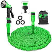 Garden Hose Pipe Expandable Garden Hose with 3/4", 1/2" Fittings, Anti-Leakage - Flexible Expanding Hose with 8 Function Spray Nozzle by Homoze (50FT, Black)