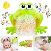 HengGL Light Up Baby Bath Bubble Toy, Automatic Frog Bubble Maker Kids Bath Bubble Machine with 24 Music Baby Fun Bath Toys(New 2024)