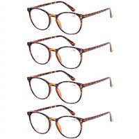 Kerecsen 4 Pack Retro Round Reading Glasses Men Women Spring Hinges Lightweight Quality Readers