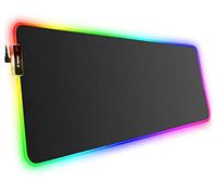 Hcman Gaming Mouse Mat RGB Mouse Pad, Led Mousepad with Non-Slip Rubber Base, Soft Computer Keyboard Mouse Pad for Macbook, PC, Laptop, Desk (Black)