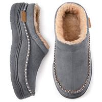 Zigzagger Men's Fuzzy Moccasin Slippers Indoor/Outdoor Fluffy House Shoes